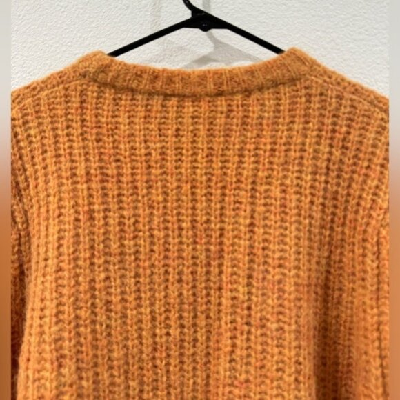 Reformation Tatum Alpaca Blend Semi Sheer Knit Orange Puff Sleeve Sweater Medium - Picture 10 of 15